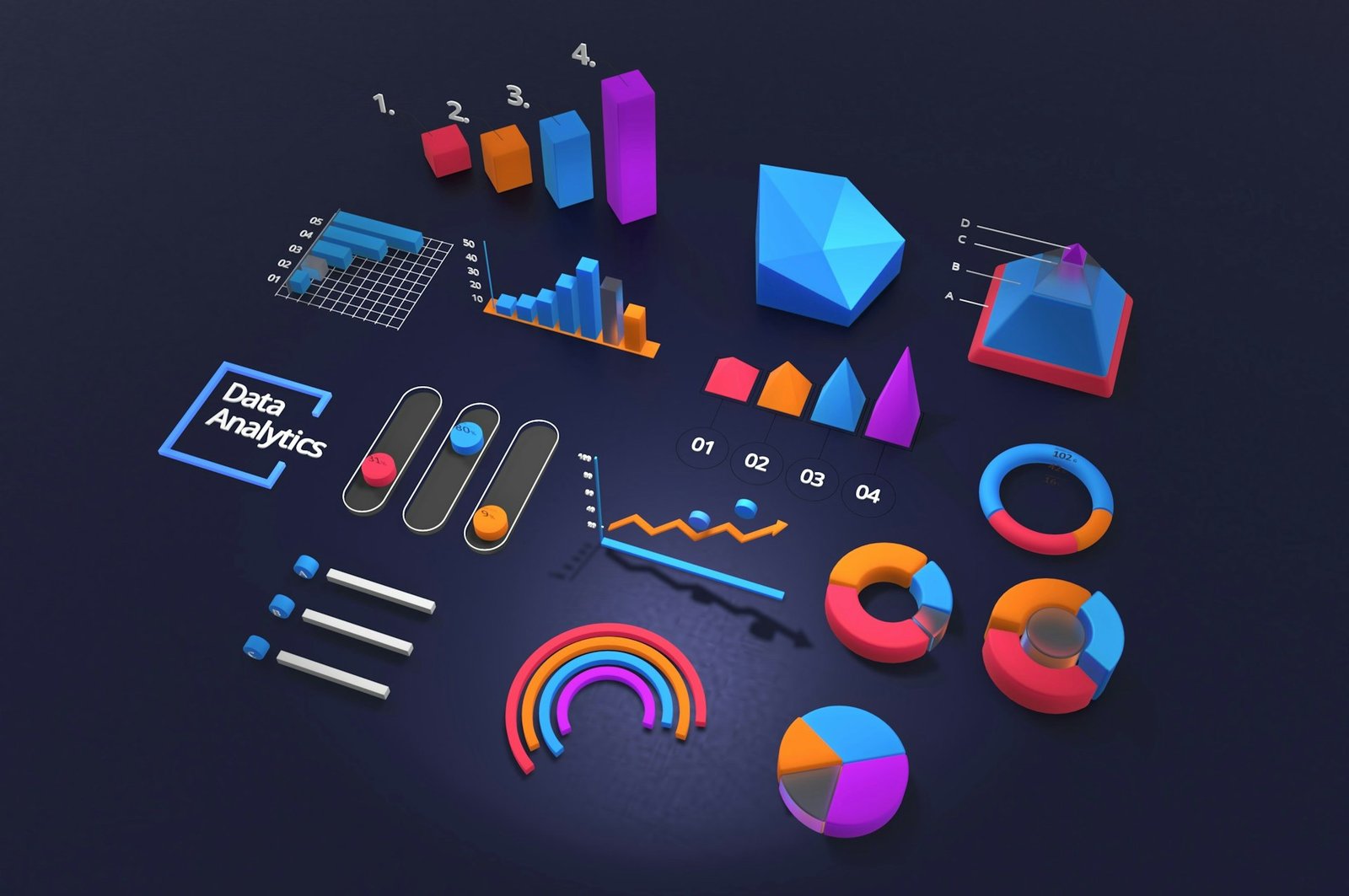 Data analytics 3D visuals — illustration accompanying Elliott Wave methodology post